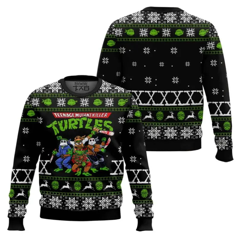 Teenage Mutant Ninja Turtles Printed Christmas Ugly Sweater Round Neck Cool Street Vitality Comfortable Close fitting Unisex