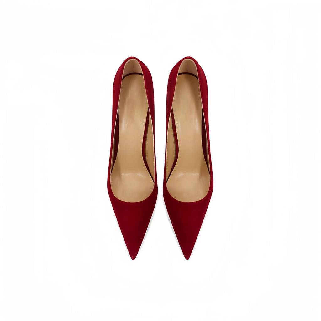 Wine Red High Heels 12cm 10cm 8cm Women Shoes Thin Heels Pointed Head Ladies Pumps Shallow Mouth Stiletto Party Large Size Shoes