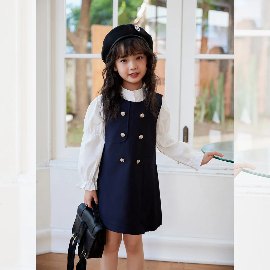 Girls' School Blouse & Sundress Set (2-8Y)
