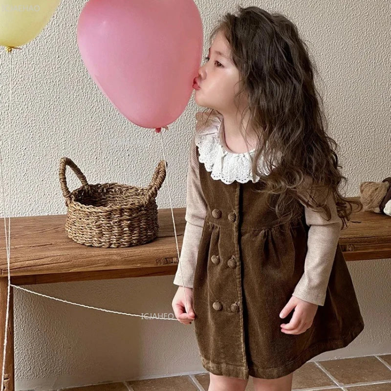 Girls' Corduroy Dress & Knit Top Set