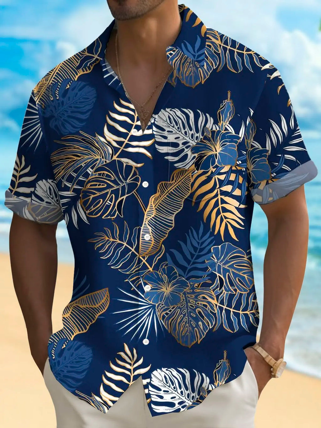 Men's Hawaiian Print Short Sleeve Shirt