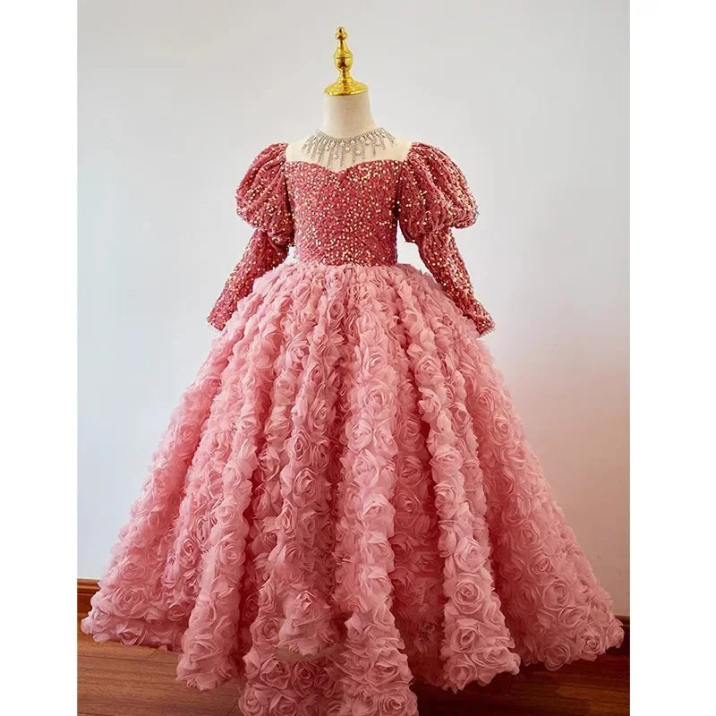 Girls' Pink Shiny Birthday Banquet Dress