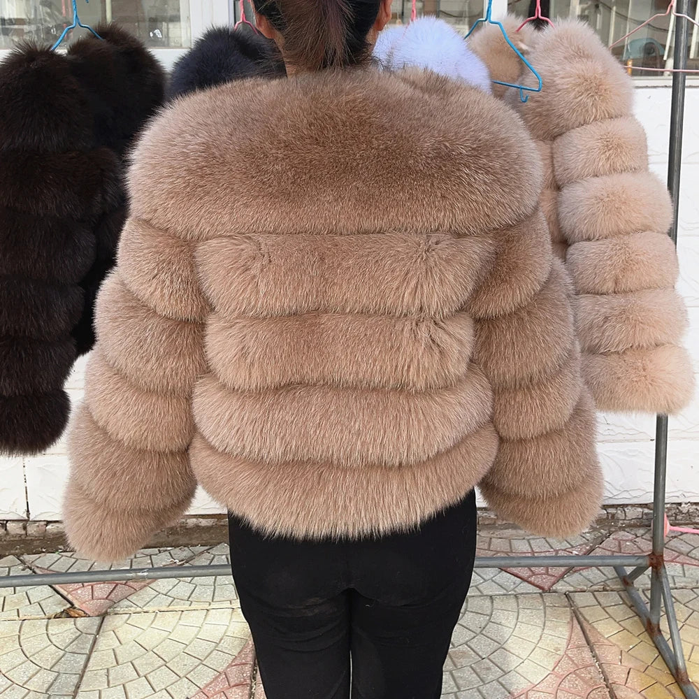 QUEENTINA Real Fox Fur Coat