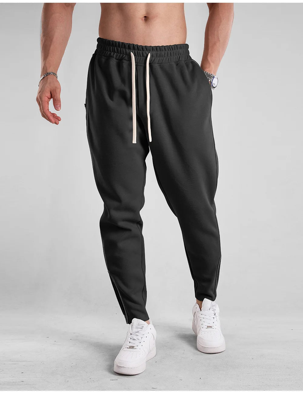 Men's Clothing Sport Casual Zipper Baggy Pants Cotton Long Trousers Outdoor Gym Fitness Workout Jogging Sweatpants Trackpants