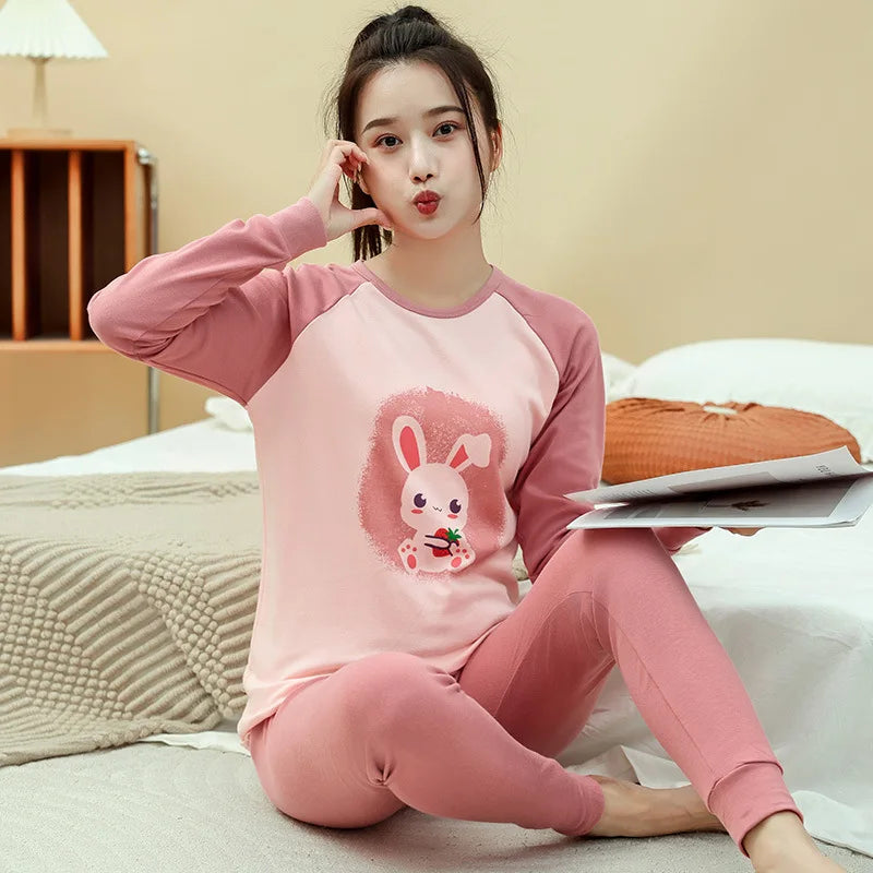 Kids' Cartoon Cotton Pajama Set (10-18Y)