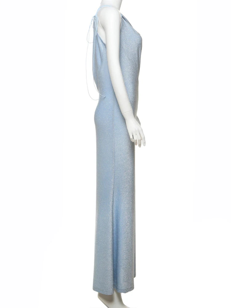 Women's Silk Backless Bandage Party Dress