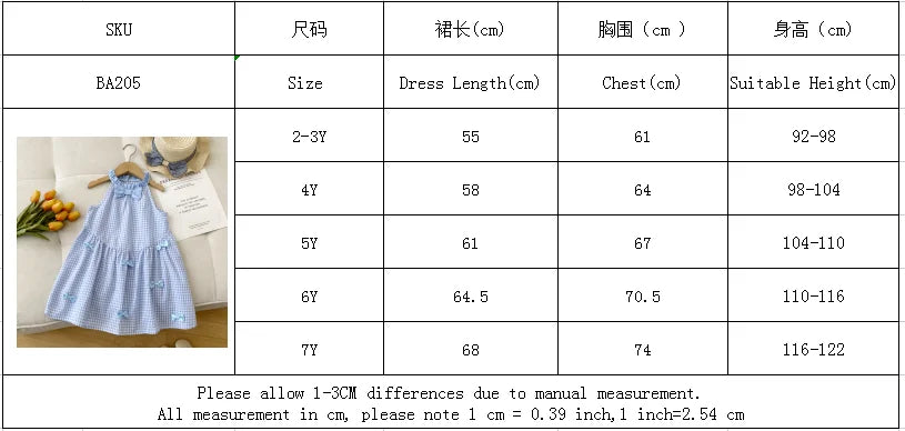 Girls' Checkered Bow Halter Neck Dress