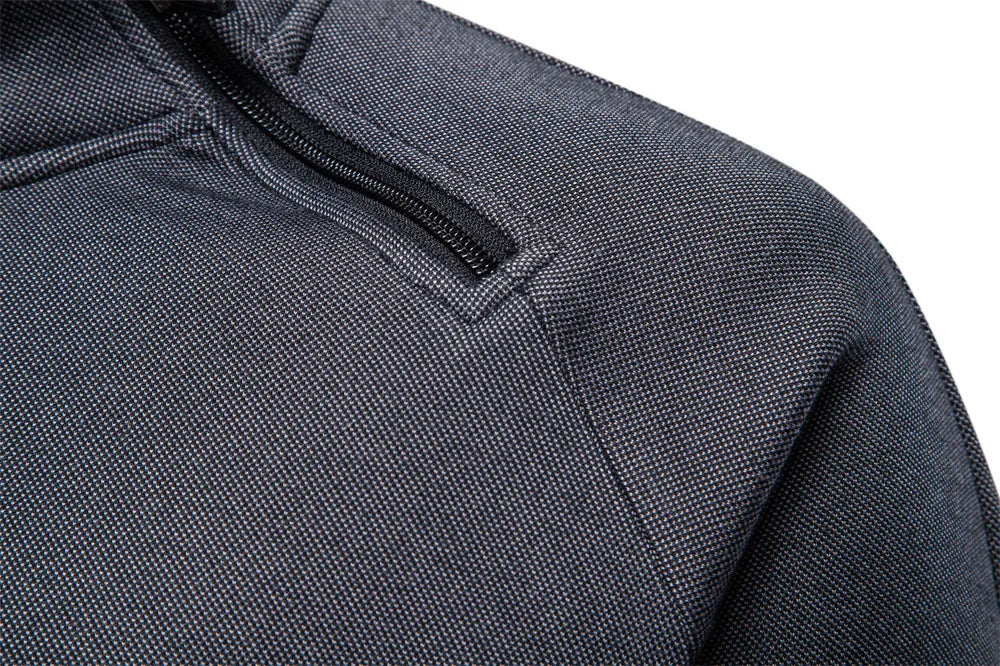 Men's New 2025 Autumn & Winter European Size Pullover Hoodie with Diagonal Zipper, Fleece-Lined, Thickened Stand Collar, Trendy
