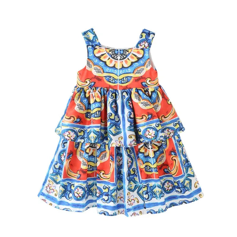 Girls' Printed Princess Party Dress