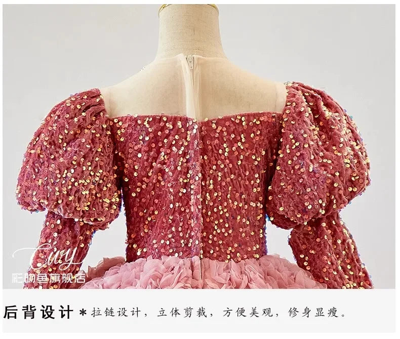 Girls' Pink Shiny Birthday Banquet Dress