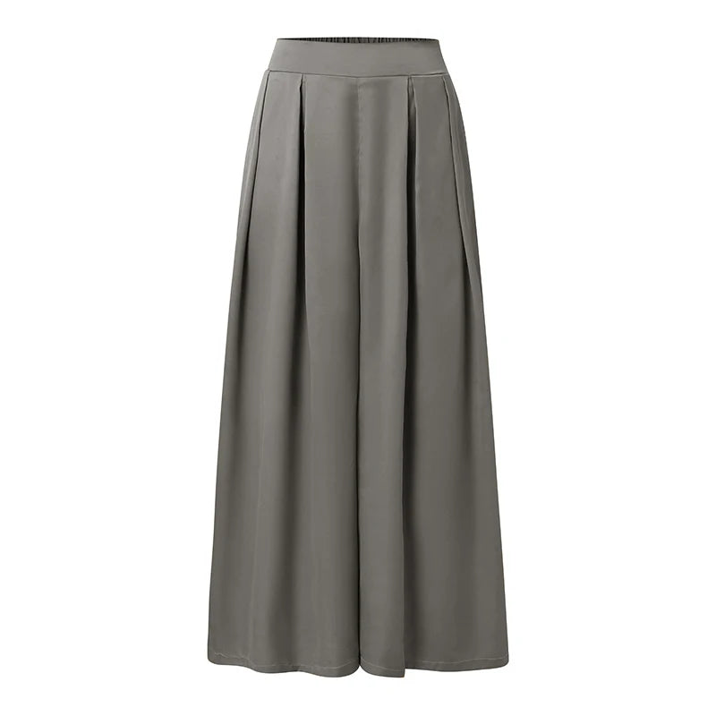 Women's Satin Wide-Leg Formal Trousers