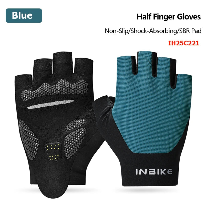 INBIKE 2025 Summer Cycling Gloves for Men Shock-Absorbing Padded Breathable Bicycle Gloves MTB Road Mountain Bike Riding Gloves