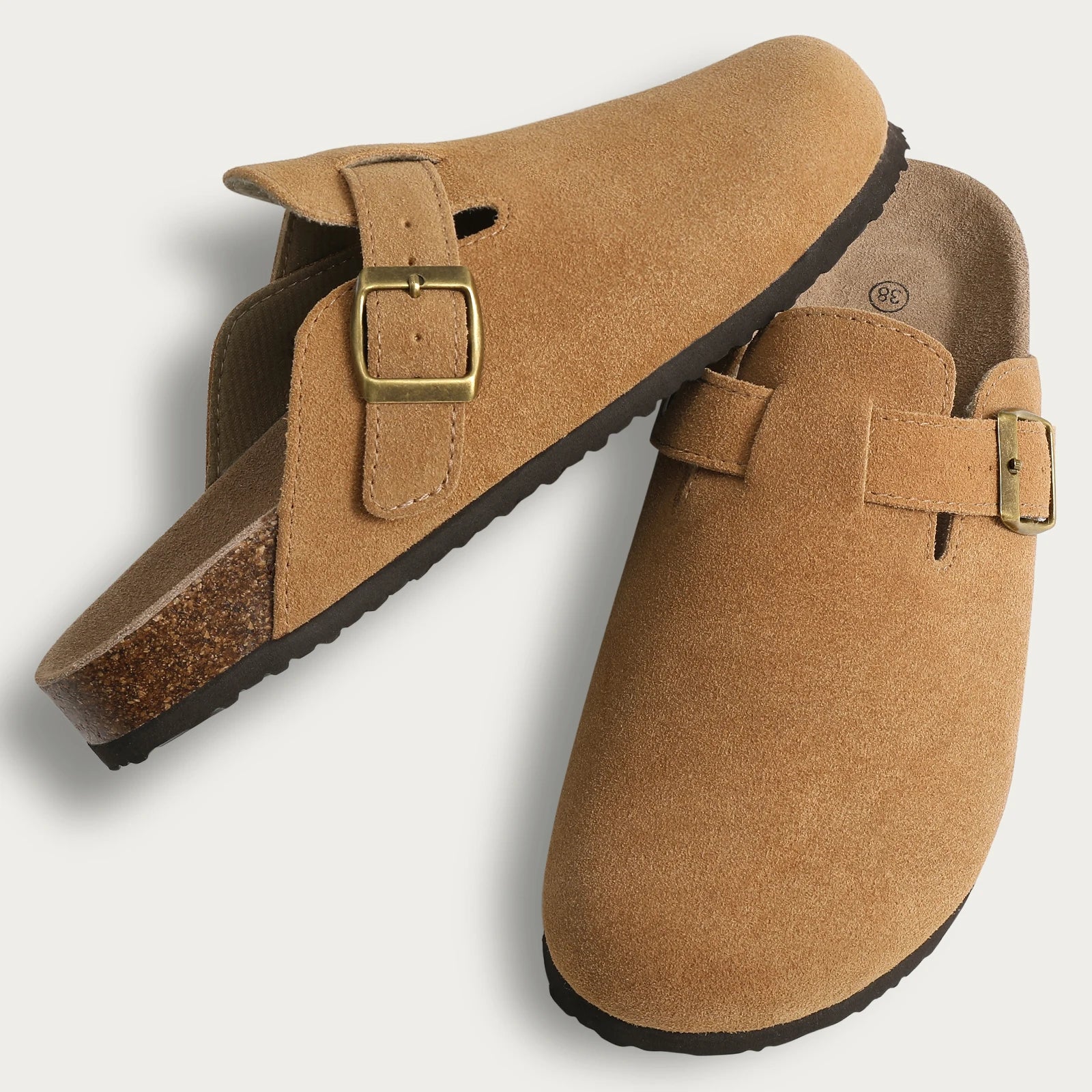 Comwarm Unisex Cork Footbed Clogs – Leather Comfort Mules