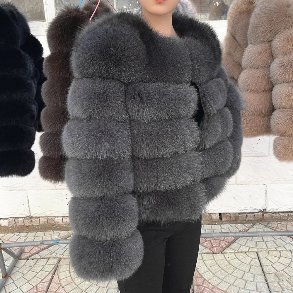 QUEENTINA Real Fox Fur Coat