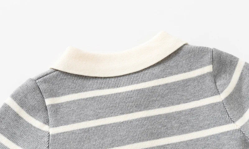 Baby Boys' Striped Bear Embroidery Sweater