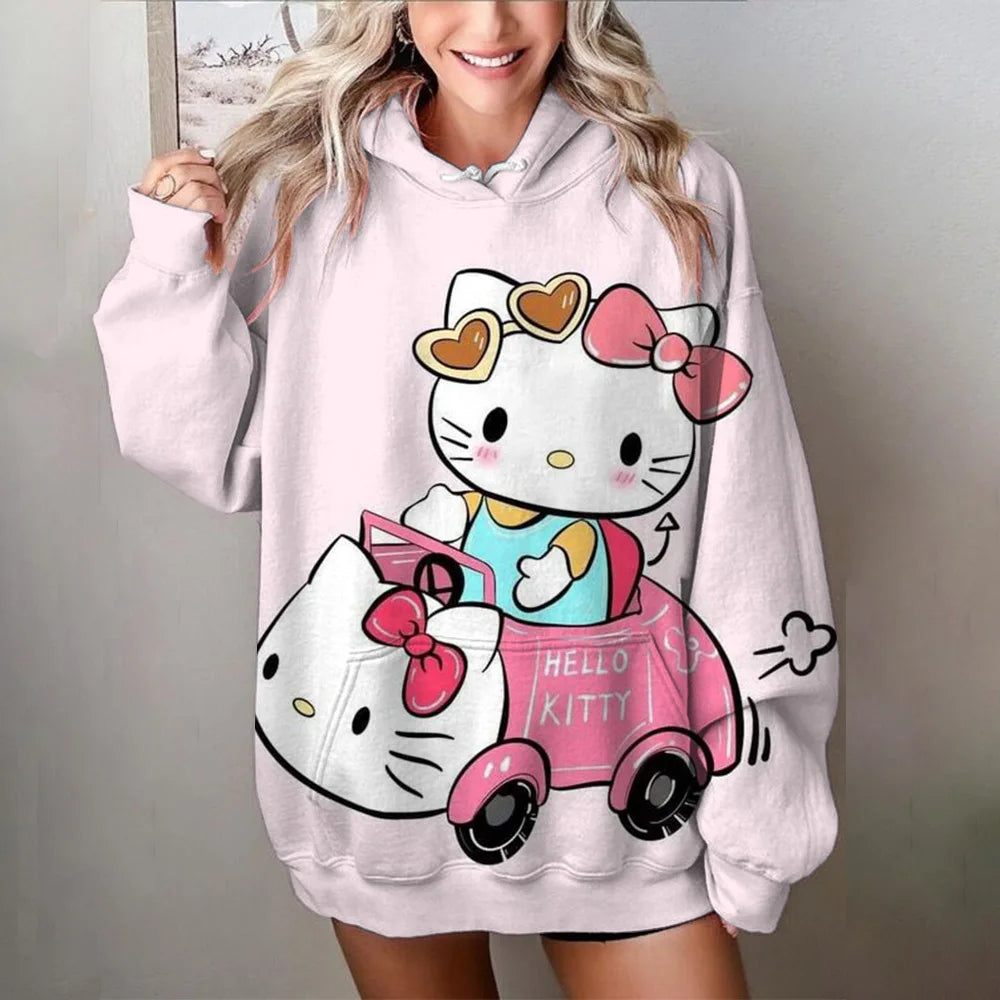 Japanese Anime Sanrio Kuromi Cute Women's Hoodie Student Y2K Sweatshirt Spring and Autumn Outdoor Sports and Leisure Pullover