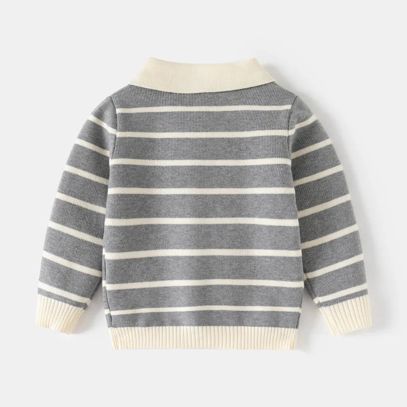 Baby Boys' Striped Bear Embroidery Sweater