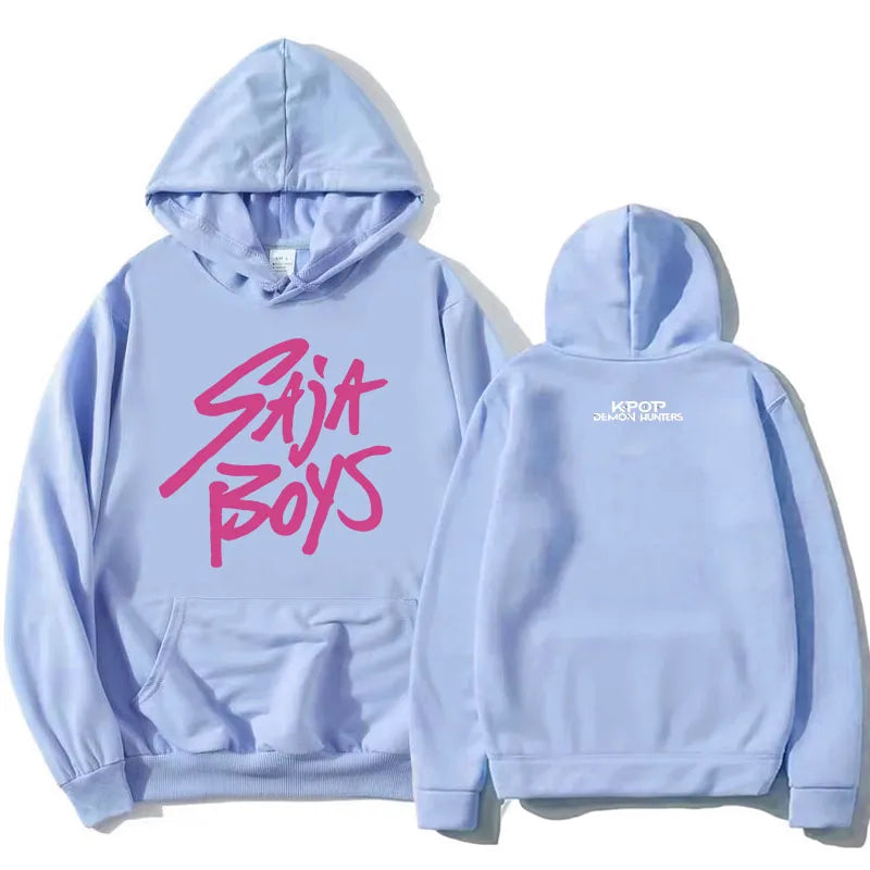 KPop Demon Hunters Saja Boys Hoodie Long Sleeve Movie Printing Sweatshirt Hooded Fleece Casual Female Fashion Harajuku Unisex