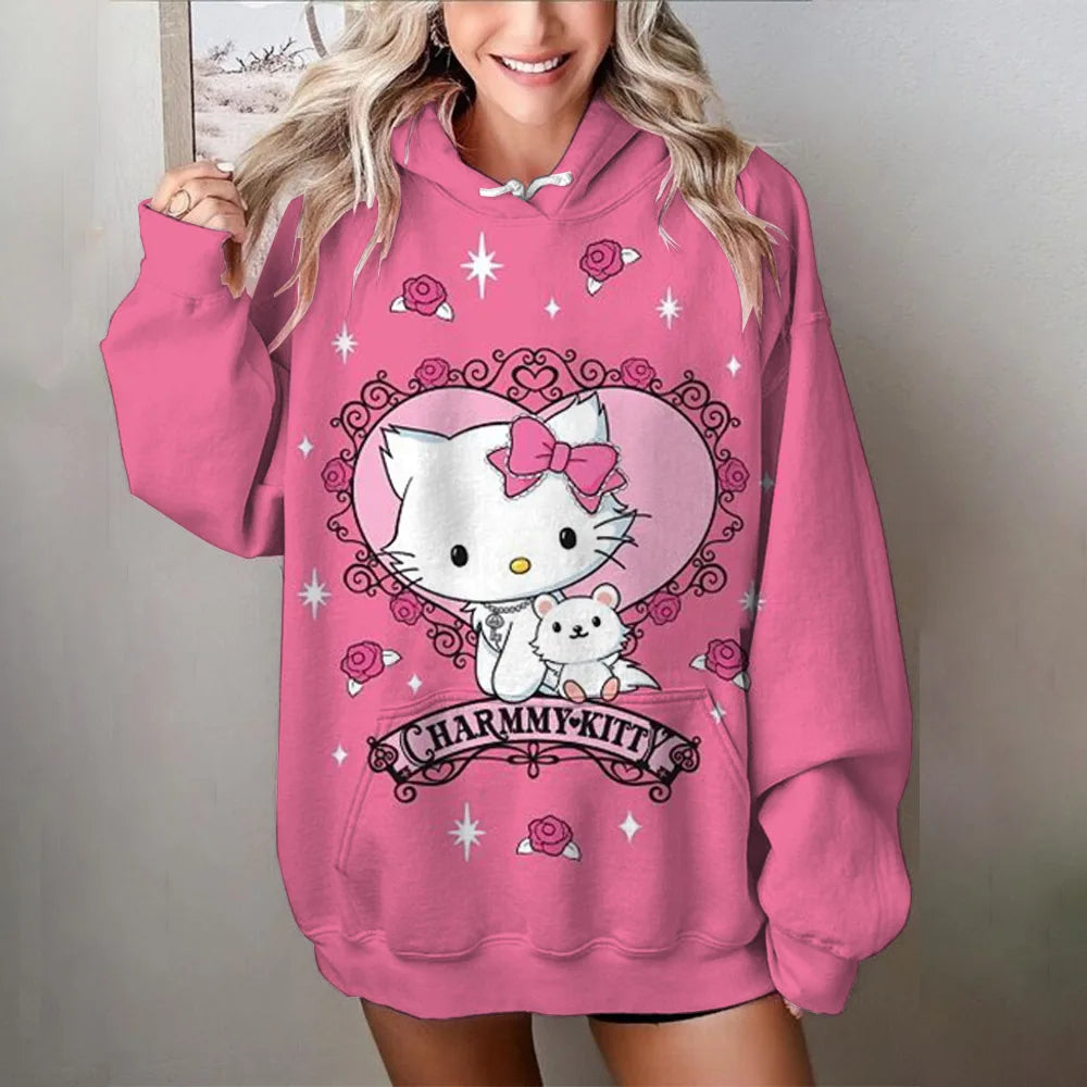 Japanese Anime Sanrio Kuromi Cute Women's Hoodie Student Y2K Sweatshirt Spring and Autumn Outdoor Sports and Leisure Pullover