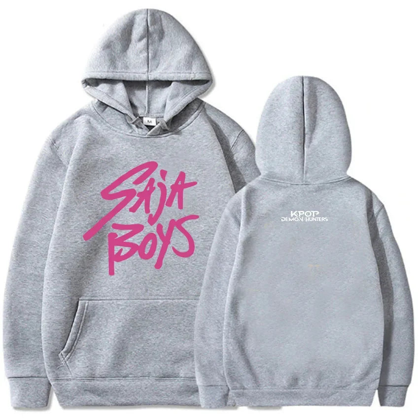 KPop Demon Hunters Saja Boys Hoodie Long Sleeve Movie Printing Sweatshirt Hooded Fleece Casual Female Fashion Harajuku Unisex