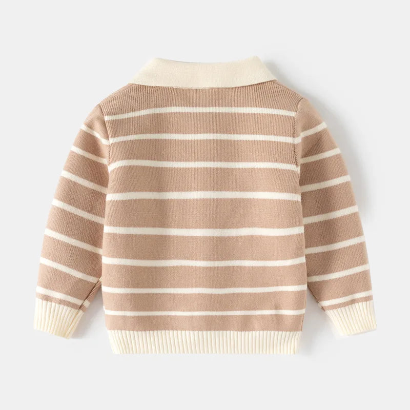 Baby Boys' Striped Bear Embroidery Sweater