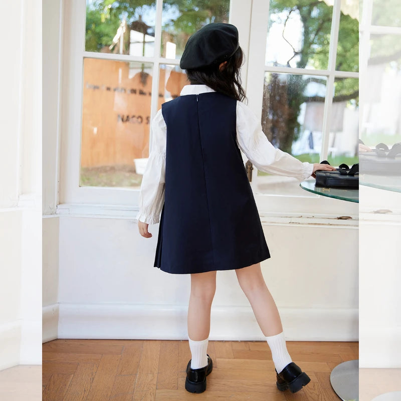 Girls' School Blouse & Sundress Set (2-8Y)