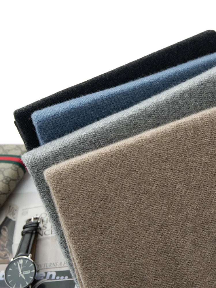 New Men's 100% Merino Wool Mock Neck Pullover Soft Warm Jumpers Quality Cashmere Sweater Casual Smart Knitwear Basic Tops Clothi