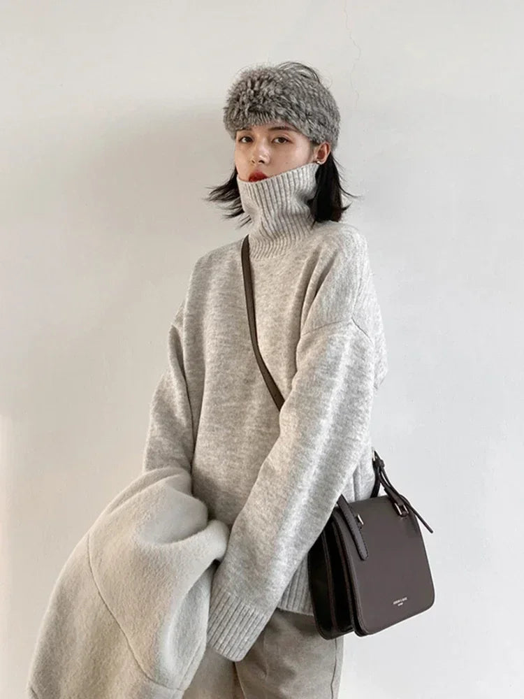 Autumn Winter Solid Turtleneck Sweater