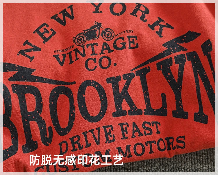 Men's Retro Letter Print Long Sleeve T-Shirt