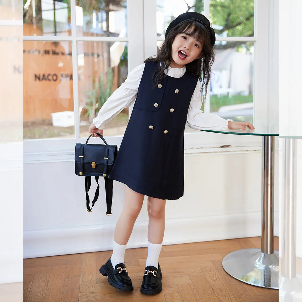 Girls' School Blouse & Sundress Set (2-8Y)