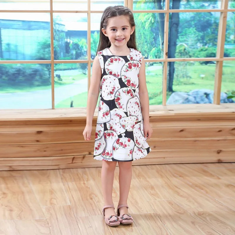 Girls' Printed Princess Party Dress