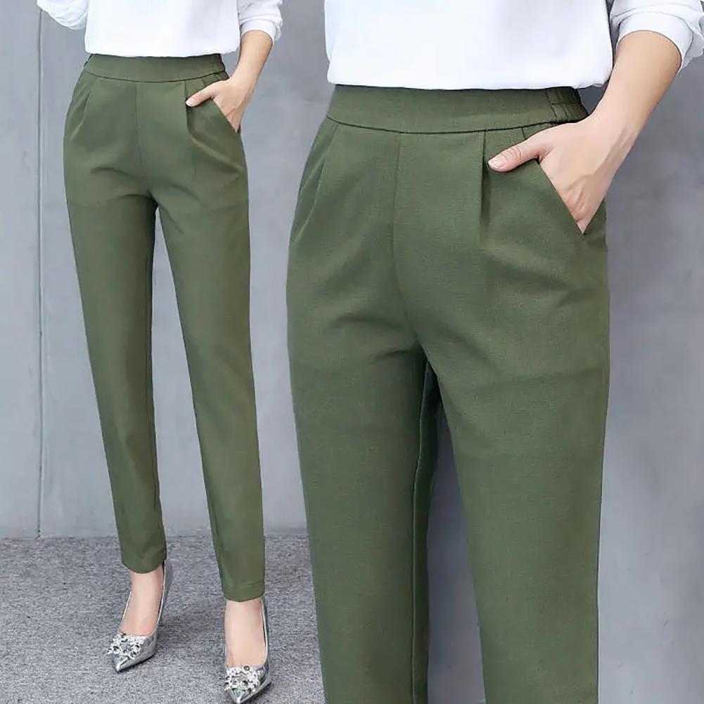 Women's High-Waist Slim Straight Ankle Pants