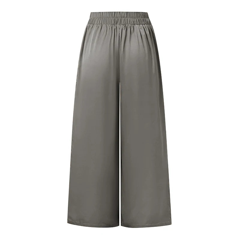 Women's Satin Wide-Leg Formal Trousers