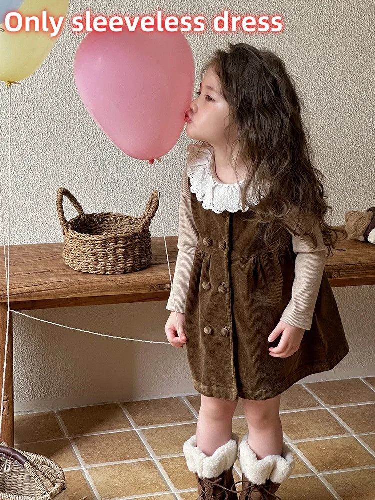 Girls' Corduroy Dress & Knit Top Set