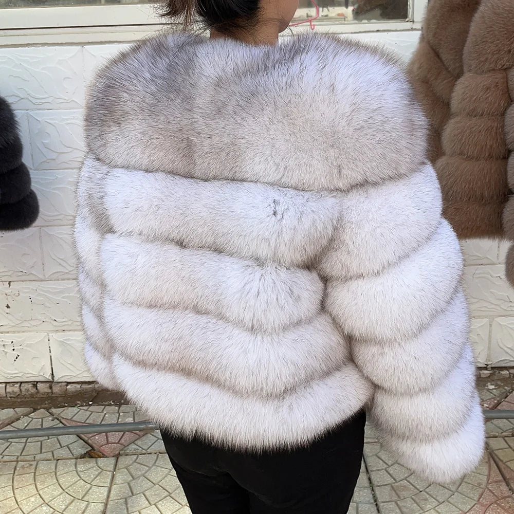 QUEENTINA Real Fox Fur Coat