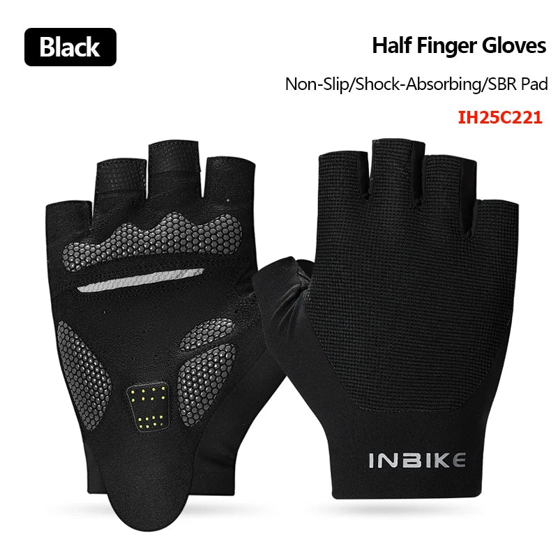 INBIKE 2025 Summer Cycling Gloves for Men Shock-Absorbing Padded Breathable Bicycle Gloves MTB Road Mountain Bike Riding Gloves