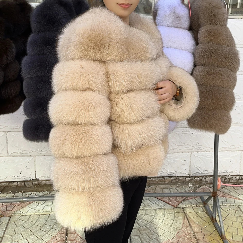 QUEENTINA Real Fox Fur Coat