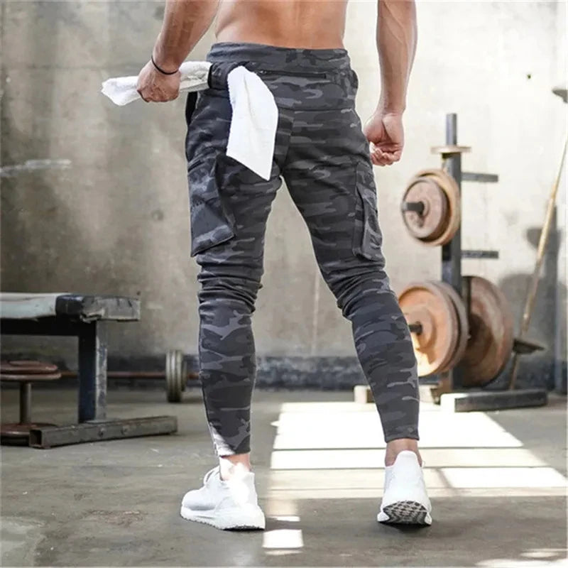 Sweatpants Men's Gym Fitness New Pants Men's Running Jogging Training Tight Sports Cargo Pants Pocket Decoration