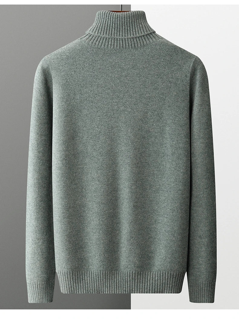 MVLYFLRT Men's Sweater Autumn and Winter New Cashmere Sweater 100% Pure Wool Knitting Sweater Fashion High Lapel Pullover Top