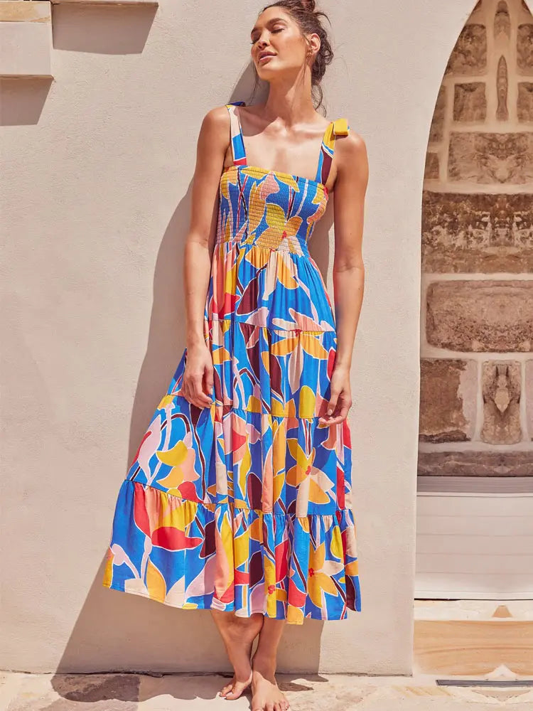 New Casual Long Women Print Dress