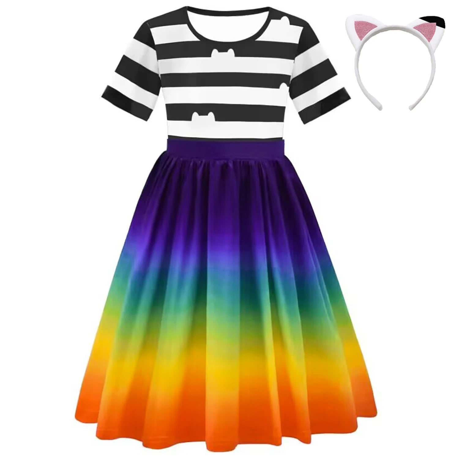 Girls' Gabby Dollhouse Rainbow Dress & Headband