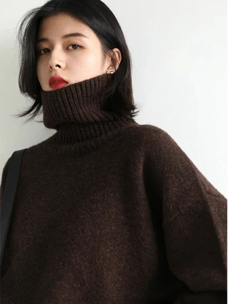 Autumn Winter Solid Turtleneck Sweater
