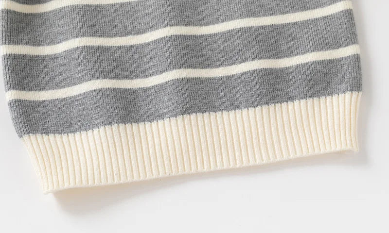 Baby Boys' Striped Bear Embroidery Sweater