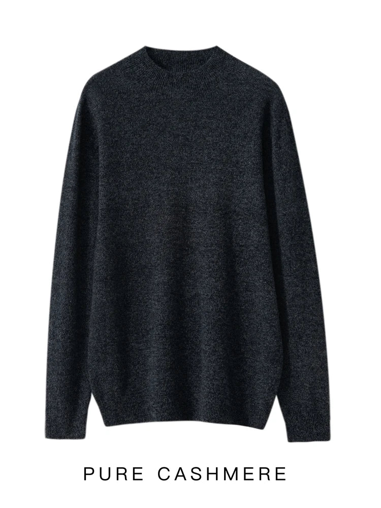 New Men's 100% Merino Wool Mock Neck Pullover Soft Warm Jumpers Quality Cashmere Sweater Casual Smart Knitwear Basic Tops Clothi