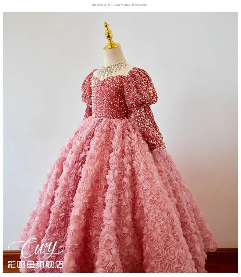 Girls' Pink Shiny Birthday Banquet Dress