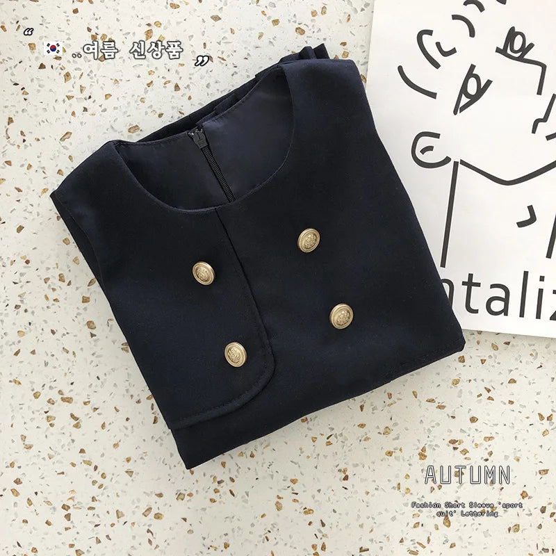 Girls' School Blouse & Sundress Set (2-8Y)