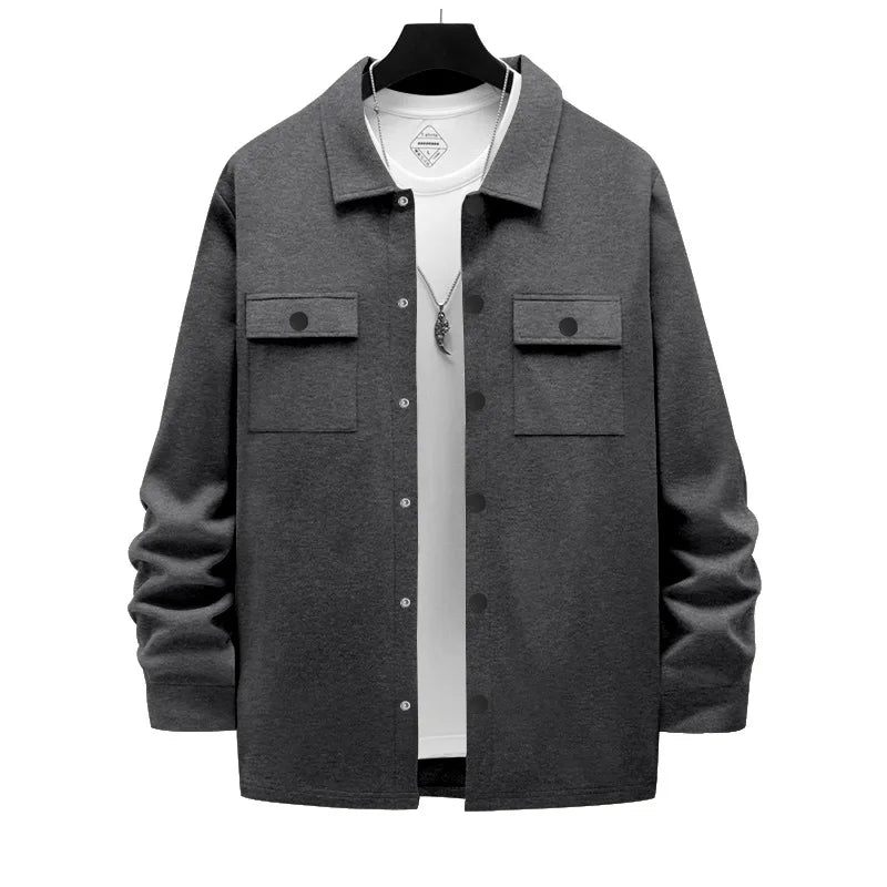 Autumn and winter American heavy tooling retro commuter single-breasted lapel jacket navy coat casual fleece jacket