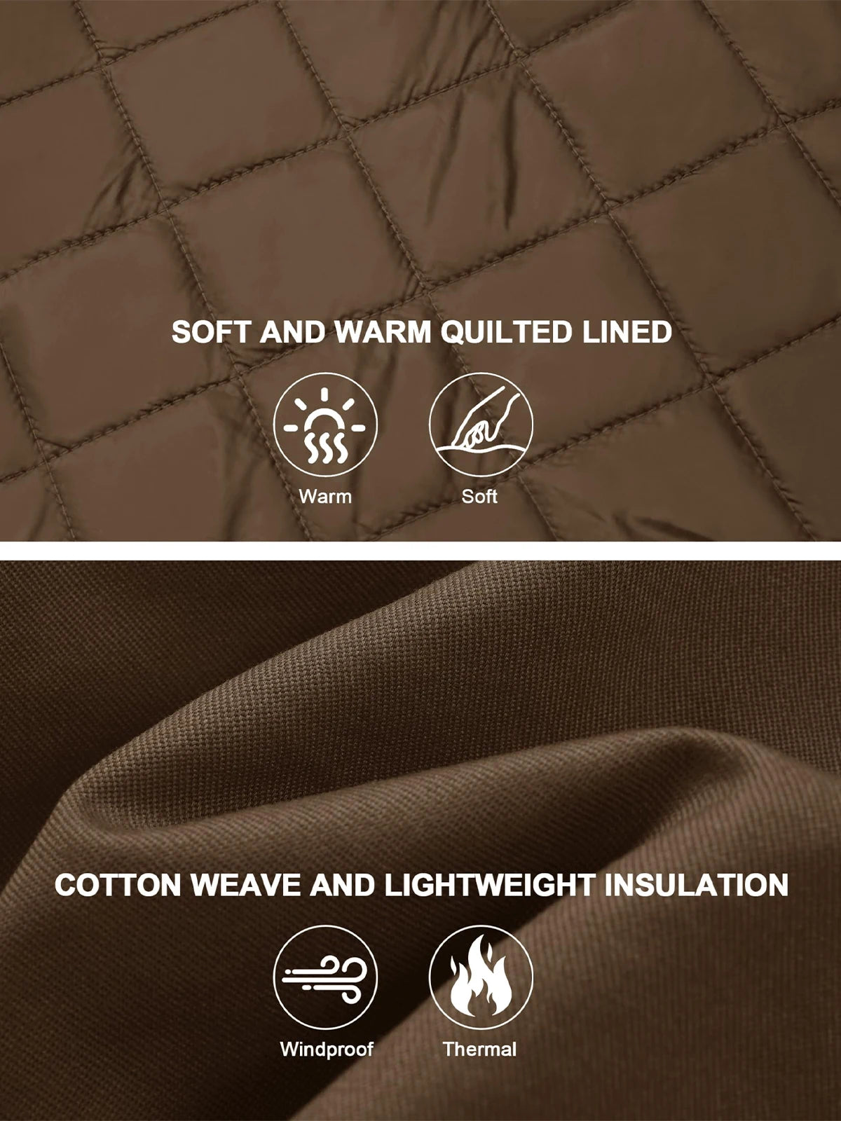 Men's Winter Casual Cotton Jacket Classical Turndown Collar Quilted Cargo Coats Lightweight Full Zip Thermal Outwear Padded Coat