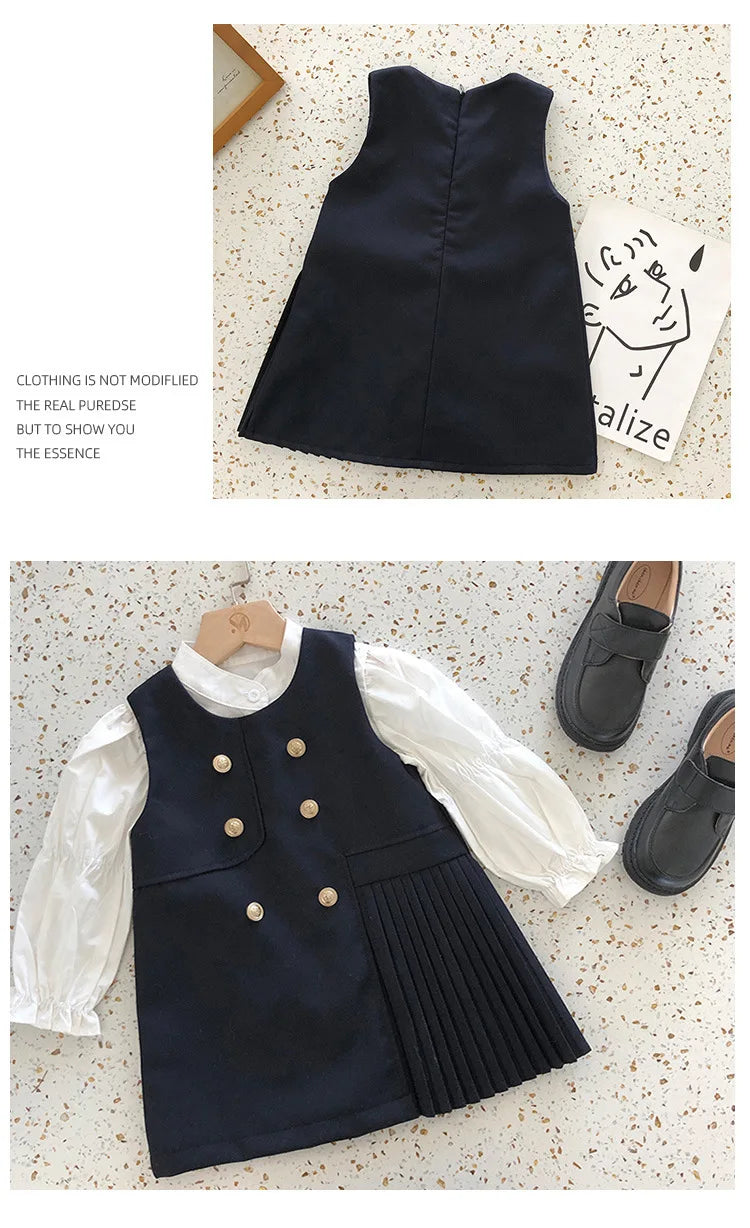 Girls' School Blouse & Sundress Set (2-8Y)