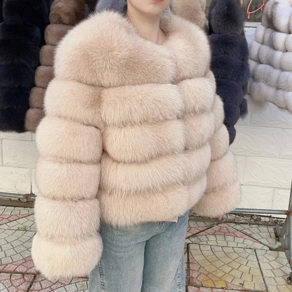 QUEENTINA Real Fox Fur Coat